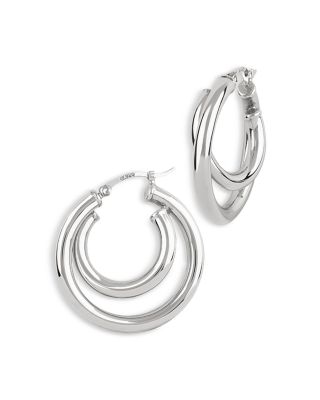 Bloomingdale's Fine Collection - Polished Double Tube Hoop Earrings in Sterling Silver