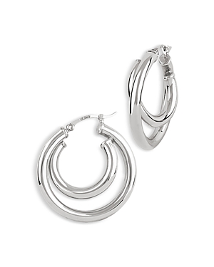 Bloomingdale's Polished Double Tube Hoop Earrings In Sterling Silver