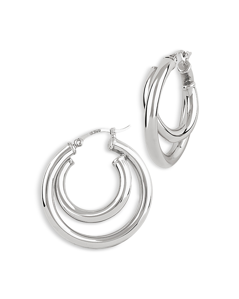 Bloomingdale's Fine Collection Polished Double Tube Hoop Earrings in Sterling Silver