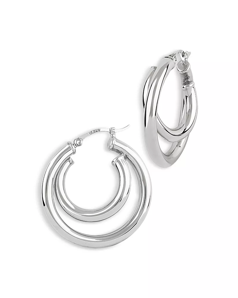 Bloomingdale's Fine Collection Polished Double Tube Hoop Earrings in Sterling Silver