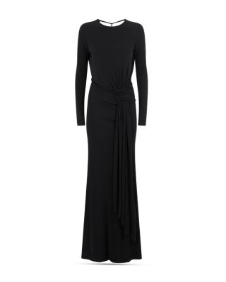 cute maxi dresses for fall Avec Les Filles Women's Asymmetric Drape Long Sleeves Maxi Dress - Chocolate Brown