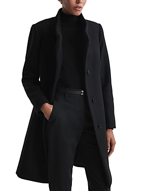 Reiss Mia Wool Blend Mid Length Coat In Black