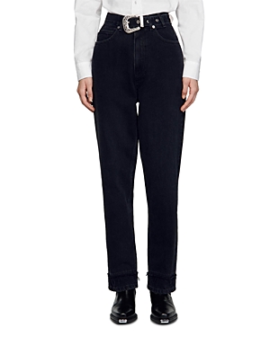 Stern Western Belted High Rise Straight Jeans in Black