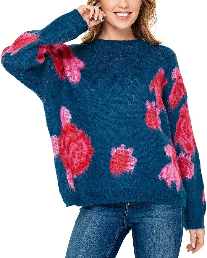 Blue floral sweater top