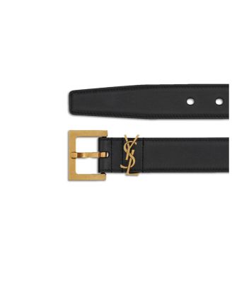 Cassandre Belt with Square Buckle in Shiny Box Leather