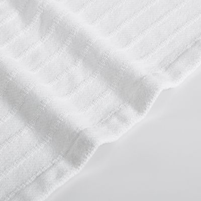 All Over Rib White Cotton Blanket, Full/Queen