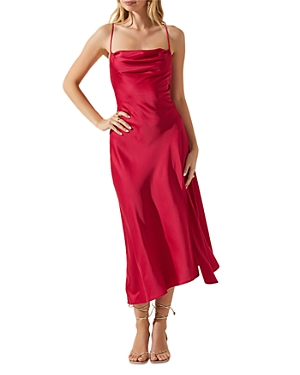 Shop Astr The Label Strappy Cowl Neck Slip Dress In Berry