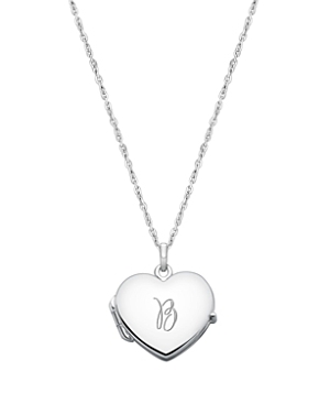 Tiny Blessings Girls' Sterling Silver Heart Locket & Engraved Initial 14-16 Necklace - Baby, Little Kid, Big Kid In Silver - B