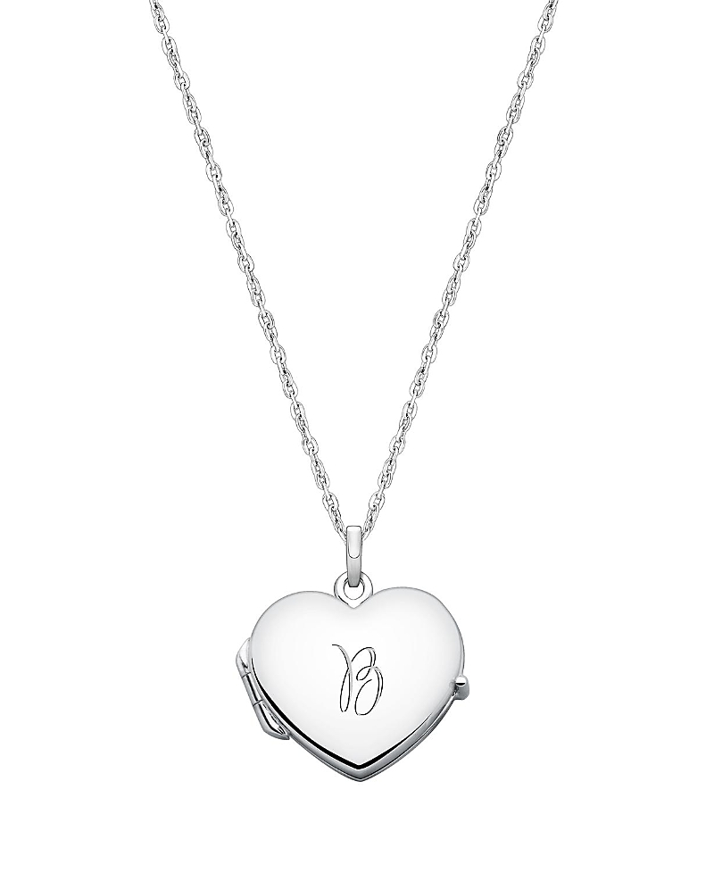 Tiny Blessings Girls' Sterling Silver Heart Locket & Engraved Initial 14-16 Necklace - Children In Silver - B