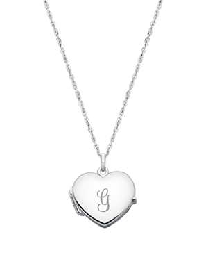 Tiny Blessings Girls' Sterling Silver Heart Locket & Engraved Initial 14-16 Necklace - Baby, Little Kid, Big Kid In Silver - G