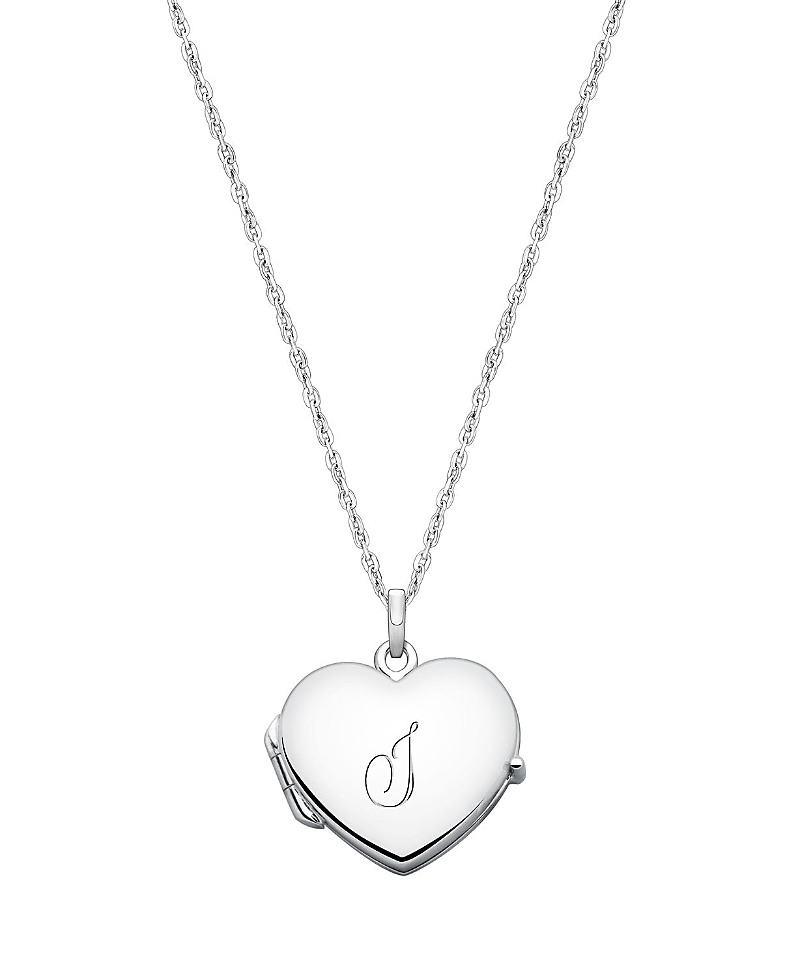 Tiny Blessings Girls' Sterling Silver Heart Locket & Engraved Initial 14-16 Necklace - Children In Silver - J