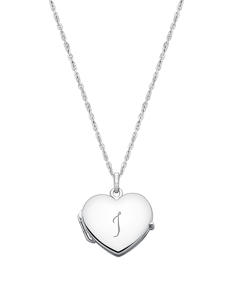 Tiny Blessings Girls' Sterling Silver Heart Locket & Engraved Initial 14-16 Necklace - Children In Silver - I