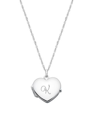 Tiny Blessings Girls' Sterling Silver Heart Locket & Engraved Initial 14-16 Necklace - Little Kid, Big Kid