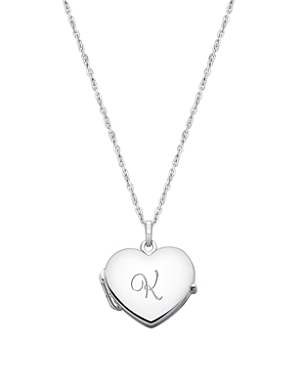 Tiny Blessings Girls' Sterling Silver Heart Locket & Engraved Initial 14-16 Necklace - Baby, Little Kid, Big Kid In Silver - K