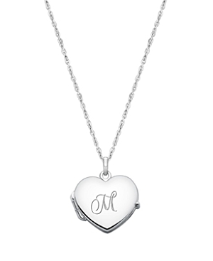 Tiny Blessings Girls' Sterling Silver Heart Locket & Engraved Initial 14-16 Necklace - Baby, Little Kid, Big Kid In Silver - M