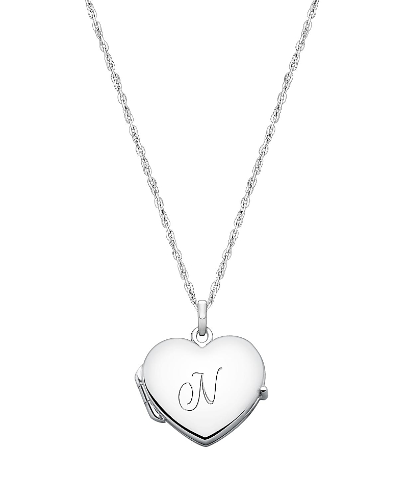 Tiny Blessings Girls' Sterling Silver Heart Locket & Engraved Initial 14-16 Necklace - Children In Silver - N