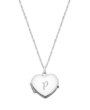 Tiny Blessings Girls' Sterling Silver Heart Locket & Engraved Initial 14-16 Necklace - Baby, Little Kid, Big Kid In Silver - P