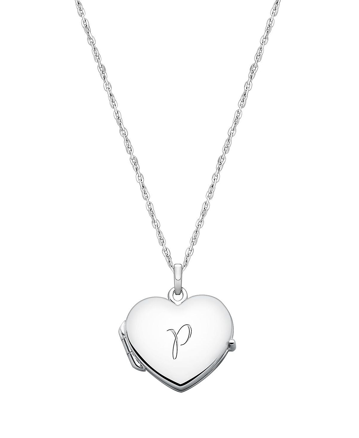 Tiny Blessings Girls' Sterling Silver Heart Locket & Engraved Initial 14-16" Necklace - Children