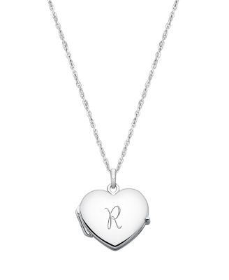 Tiny Blessings Girls' Sterling Silver Heart Locket & Engraved Initial 14-16 Necklace - Little Kid, Big Kid