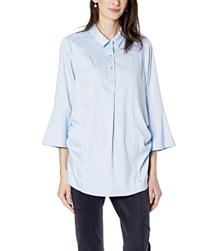 Shop Emilia George Olivia Shirt In Satin Blue