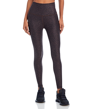 Beyond Yoga Space Dye High Waist Midi Leggings In Charcoal Leopard