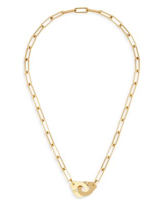 Dinh Van - 18K Yellow Gold Menottes Interlocking Clasp Open Link Necklace, 17.5"