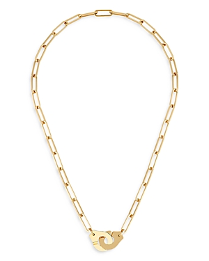 18K Yellow Gold Menottes Interlocking Clasp Open Link Necklace, 17.5