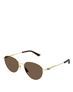 Bottega Veneta Thin Triangle Panthos Sunglasses, 51mm In Gold/brown Solid