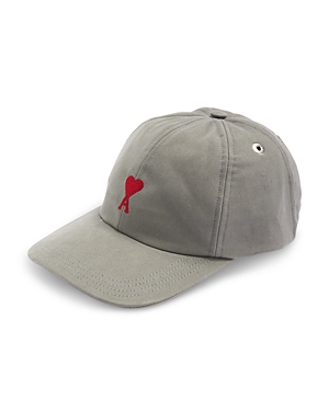 Ami Alexandre Mattiussi Ami De Caur Red Embroidery Cap In Gray