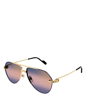 Cartier Premiere 24k Gold Plated Pilot Sunglasses, 60mm In Gold/purple Gradient