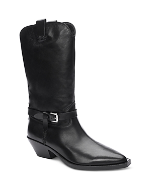 Ash Black Calf Leather Duran Boots In Black