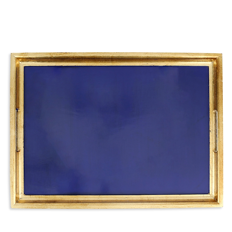 Vietri Florentine Wooden Accessories Large Rectangular Tray In Blue
