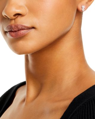 Diamond Double Flower Stud Earrings in 14K White Gold, 0.50 tcw