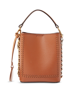 Stella Mccartney Frayme Mirum Mini Square Bucket Bag In Brandy