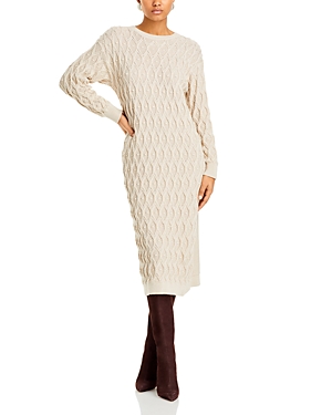 Line & Dot Ruby Textured Sweater Dress In Taupe