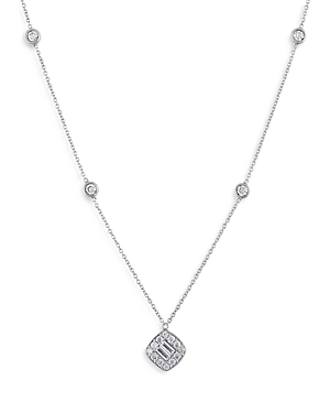 Bloomingdale's Diamond Baguette & Round Station Pendant Necklace in 14K White Gold, 0.50 ct. t.w.