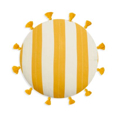 Anchal Cabana Stripe Tassel Round Throw Pillow