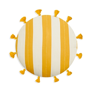 Anchal Cabana Stripe Tassel Round Throw Pillow In Yellow