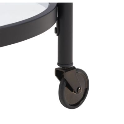 Sienna Black 2 Tier Round Bar Cart