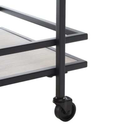 Lameris 2 Tier Matte Black Bar Cart with Handles