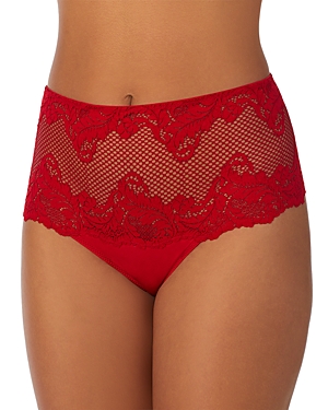 Le Mystere Lace Allure High Waist Thong In Lipstick
