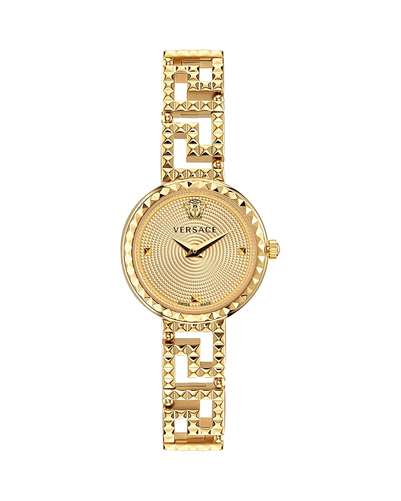 Versace Women's Swiss Greca Goddess Gold Ion Plated Stainless Steel Cut-out Bracelet Watch 28mm In Ip Yellow Gold