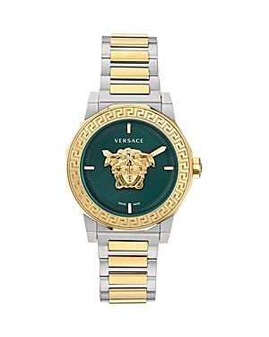 Shop Versace Medusa Deco Watch, 38mm In Green/two-tone