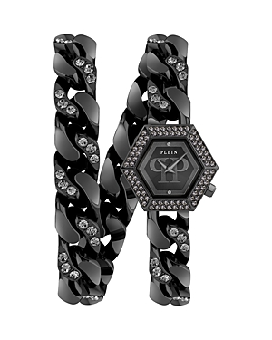 Philipp Plein Hexagon Groumette Wrap Watch, 28mm In Black