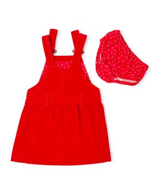  Girls Bright Red Cord Overall Dress - Baby, Little Kid, Big Kid