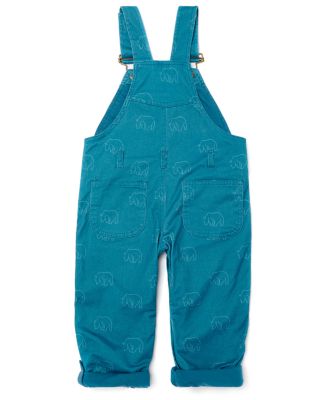  Unisex Nordic Blue Bear Print Brushed Cotton Overalls