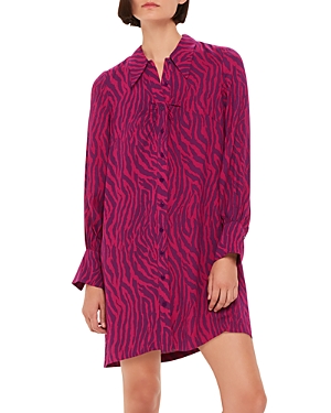 Whistles Zebra Stripe Collar Dress In Purple