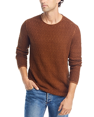 Shop John Varvatos Riley Cotton Regular Fit Crewneck Sweater In Mocha