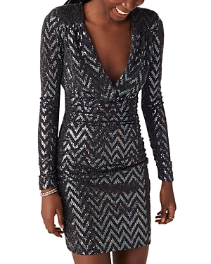 ba & sh Robe Flavie Chevron Metallic Mini Dress