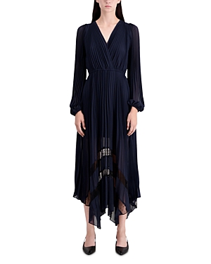 The Kooples Antic Pleated Dress In Navy
